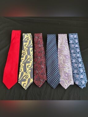 6 Men’s designer ties Andrew, Fezza, Rochester, Haines & Bonner, Geoffrey Beene